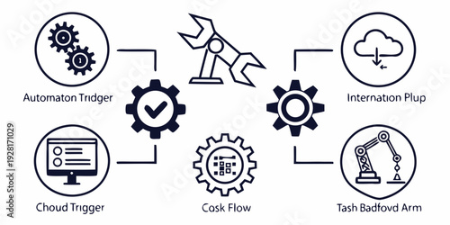 Illustration depicting various stages and processes of recycling and waste management Vector