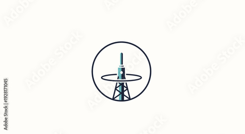 Simple Line Art Cell Tower Illustration Design.
