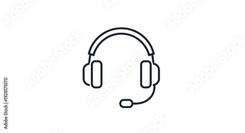 Simple Line Drawing Headset with Microphone.