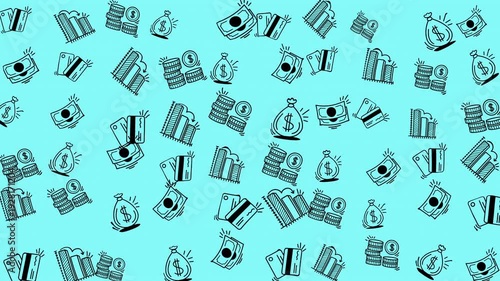 Illustrations of money bags with stacks of coins and dollar bills, perfect for financial concepts in presentations, websites, and advertisements.