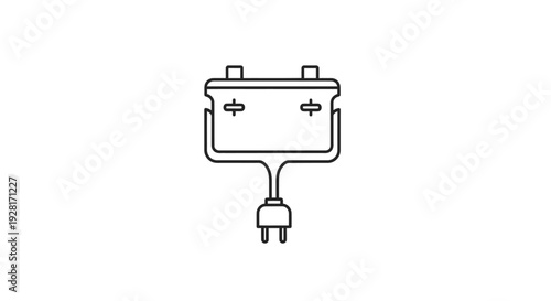 Simple Line Drawing of Car Battery Charging.