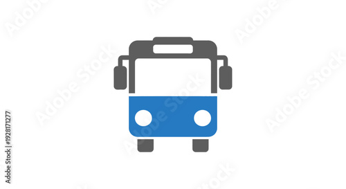 Simple Blue and Gray Bus Icon.