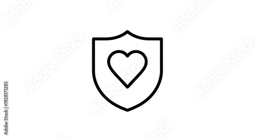 Simple Black Shield with Heart Symbol.