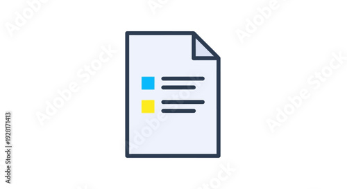 Simple Document Icon with Colored Symbols.