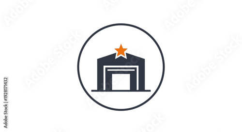 Simple Garage Icon with Star Symbol.