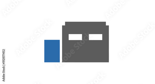 Simple Gray and Blue Box Illustration.