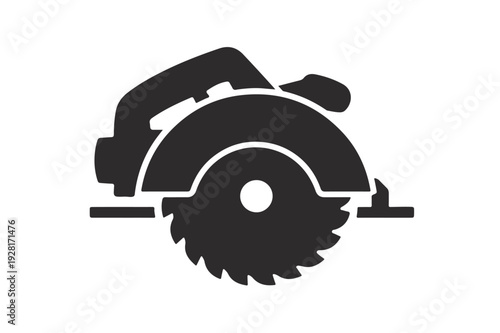 Circular Saw Silhouette Icon – Electric Wood Cutting Power Tool Vector