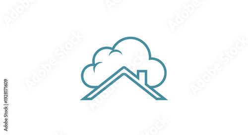 Simple house with cloud logo design.