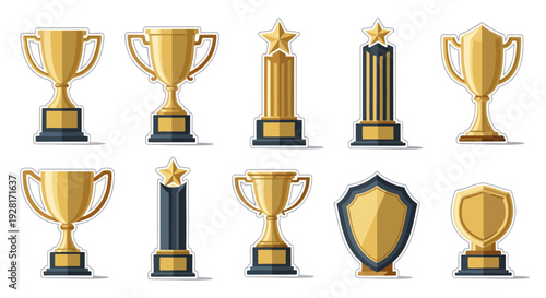 Golden trophy cup with ribbon symbolizing victory, achievement, and championship success in competition