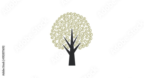 Simple Illustration of a Tree with Leaves.
