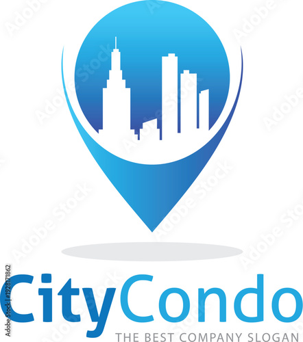 City Condo Map Pin Skyline Logo