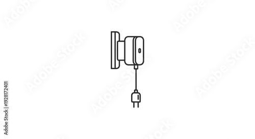 Simple Line Drawing of Wall Outlet with Plug.