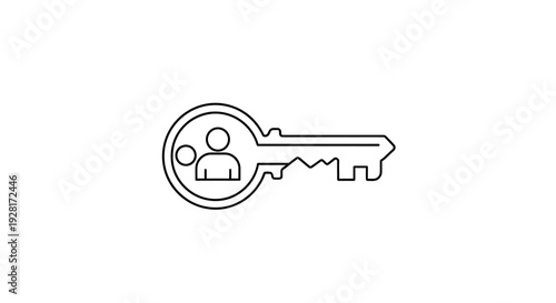 Simple Line Icon of Key with People.