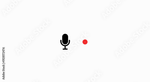 Simple Microphone Icon with Red Dot Indicator.