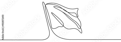 Continuous single line drawing of a waving flag on a pole, rendered in a minimalist black and white style with elegant, flowing curves creating a simple and modern artistic illustration