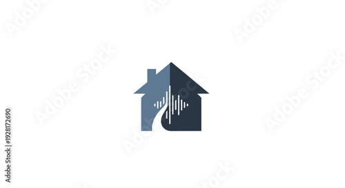 Smart Home Icon with Signal Waves.