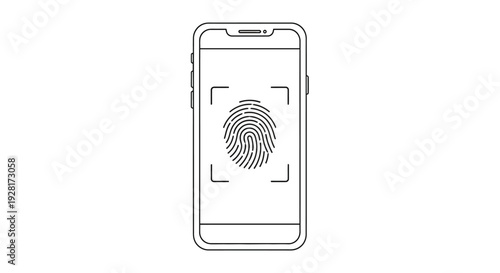 Smartphone with Fingerprint on Screen Illustration.