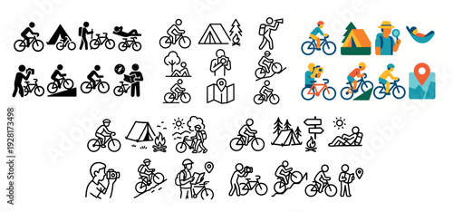 Outdoor adventure icons collection