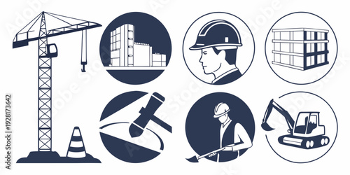 A collection of diverse symbols representing various concepts and ideas. Vector