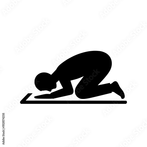 Muslim Man Prostrating in Prayer Position Icon