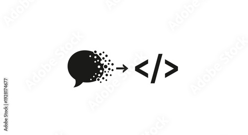 Speech bubble turning into code.