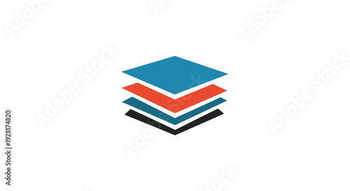 Stack of colorful square layers.