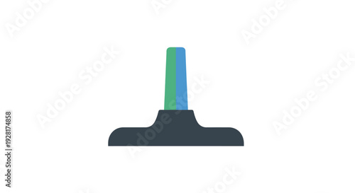 Squeegee with blue green handle.