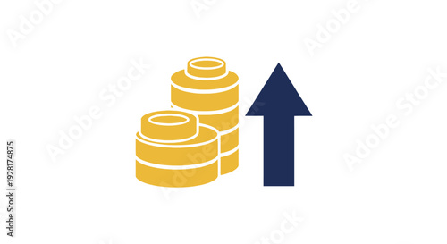 Stack of Gold Coins with Upward Arrow.