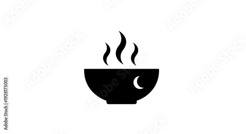 Steaming hot bowl with steam rising.