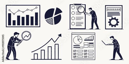 Business professionals analyzing data and financial charts for strategic decision making Vector