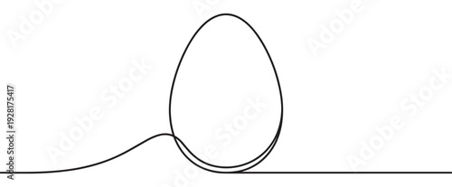Continuous single line drawing of an egg in a minimalist style, representing new life, birth, and Easter celebration, with a simple, elegant, and modern aesthetic