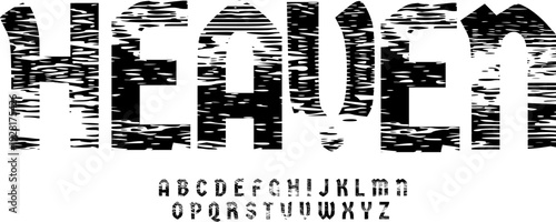 HEAVEN Bold Grunge Display Font Alphabet – Distressed Textured Decorative Typeface with Rough Scratch Effect for Streetwear Branding, Poster Design,Album Covers, and Urban Typography Projects