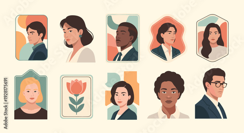 A calming and minimalist illustration of a woman's face, perfect for depicting themes of personality, identity, and self-representation in digital con