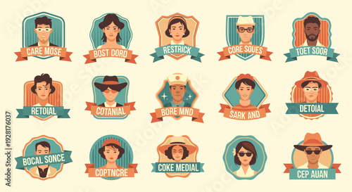 A retro-style graphic featuring a man's portrait framed within ribbons. Perfect for branding, design projects, or adding a nostalgic touch to marketin