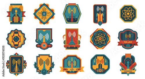 A retro-style emblem featuring a radio graphic. Ideal for designs evoking nostalgia, broadcasting, or communication concepts, adding a classic touch t