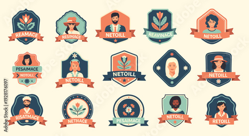 A retro-inspired design featuring a bearded man within a heraldic emblem. Ideal for branding, historical themes, or adding a unique vintage touch to p
