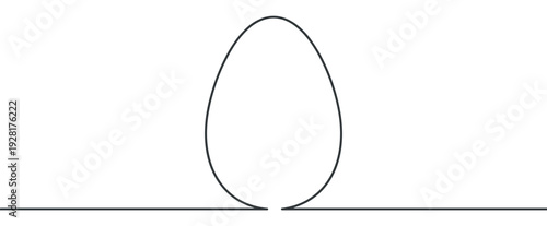 Continuous single line drawing of an egg shape in a minimalist style, creating a simple and elegant graphic illustration for concepts of birth, new beginnings, or Easter