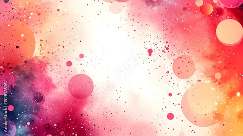 Wallpaper Mural Vibrant pink red and yellow circles with scattered splatters create a dynamic colorful textural background Torontodigital.ca