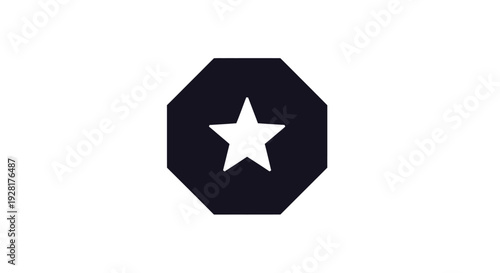 Black Octagonal Star Sign Symbol Icon.