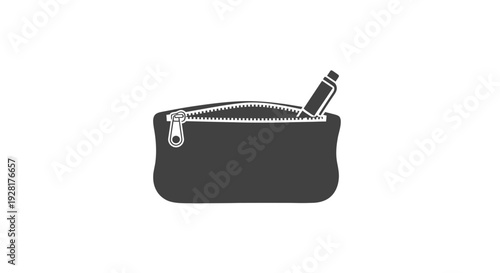 Black Pouch with Open Zipper and Pen.