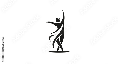Stylized Dancing Figure Abstract Silhouette Design.