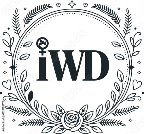International womens day logo laurel wreath female symbol feminist Logo