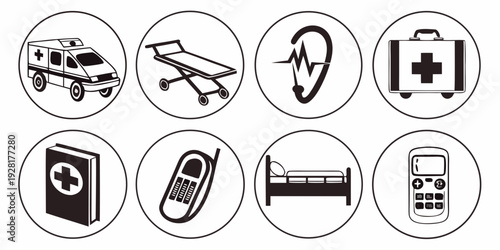 Assorted icons representing various objects and activities Vector