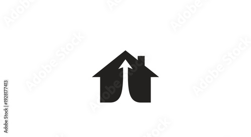 Black House Icon with Arrow Symbol.