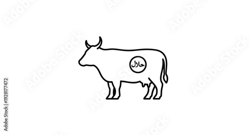Black line drawing of a cow.