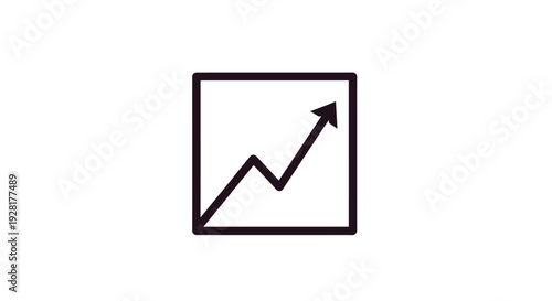 Black line graph icon with arrow.