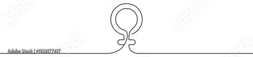 Continuous single line drawing of the female gender symbol representing feminism, women's rights, and empowerment in a minimalist black and white illustration