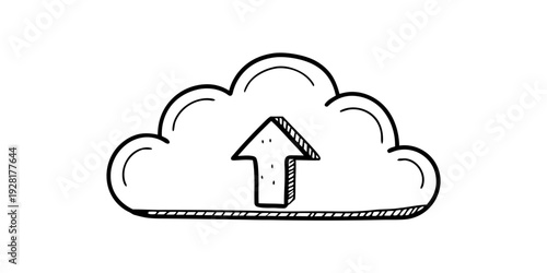 Cloud Upload Arrow Icon – Thin Outline Vector, Simple Modern Style, Scalable SVG