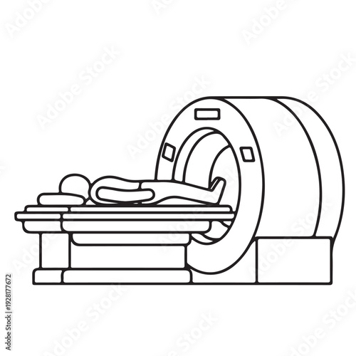 Modern MRI machine scanner vector illustration for medical diagnostics and hospital imaging.