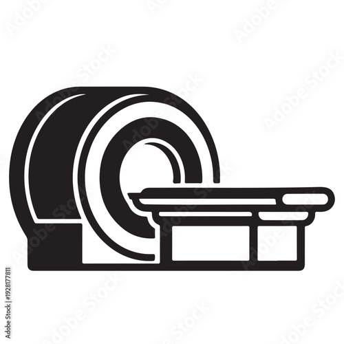 Modern MRI machine scanner vector illustration for medical diagnostics and hospital imaging.